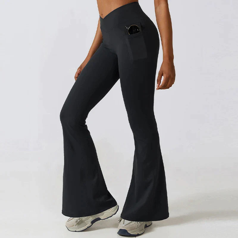 Flared fitness leggings with high waist