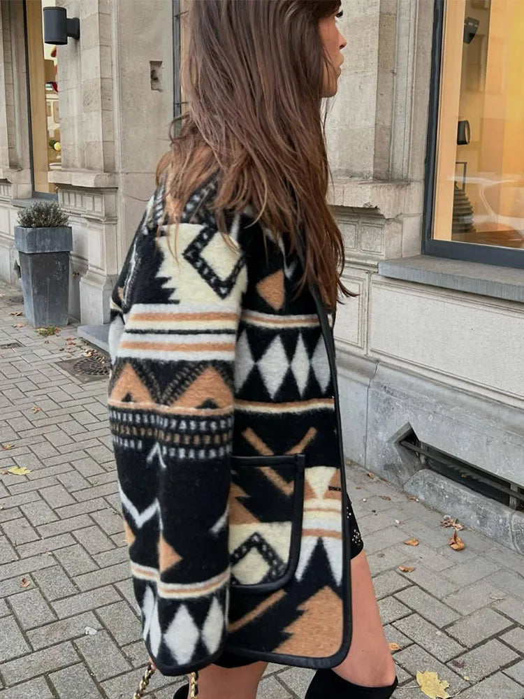 Vintage geometric jacket for women