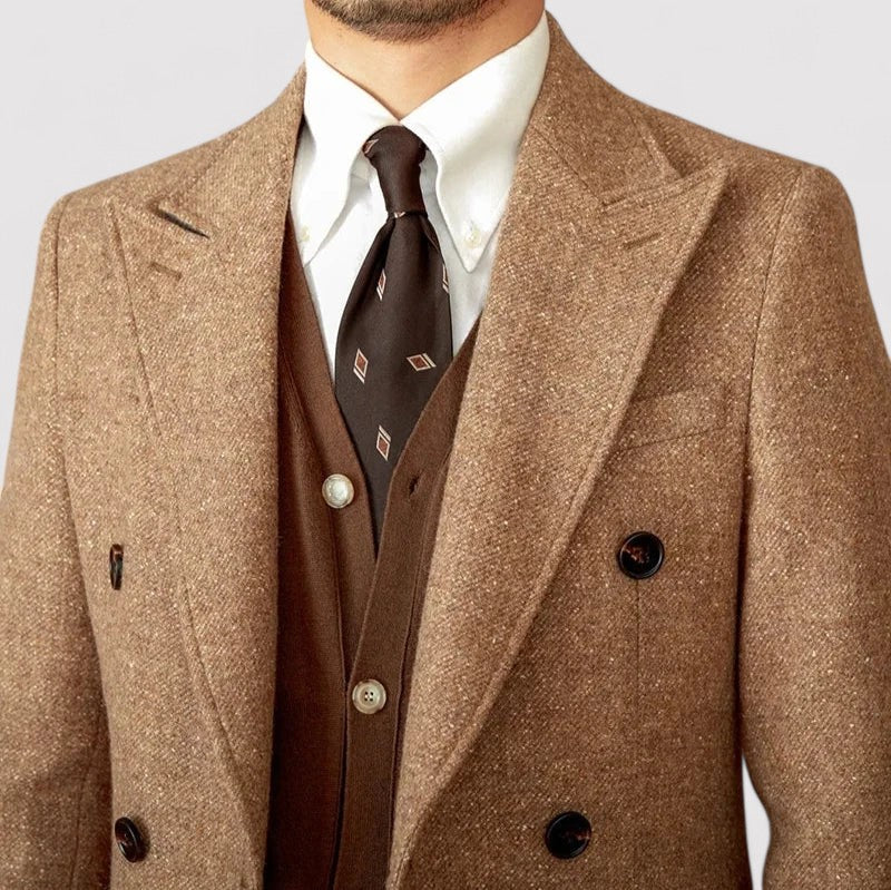 Ancien | Men's Wool Winter Coat with Double-Breasted Collar