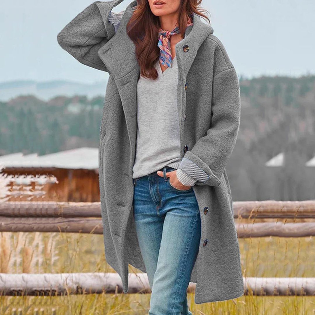 Elaravim | Winter Long Button Down Coat For Women