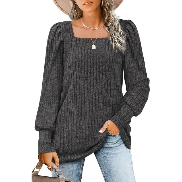 Casual Sweater With Square Neck