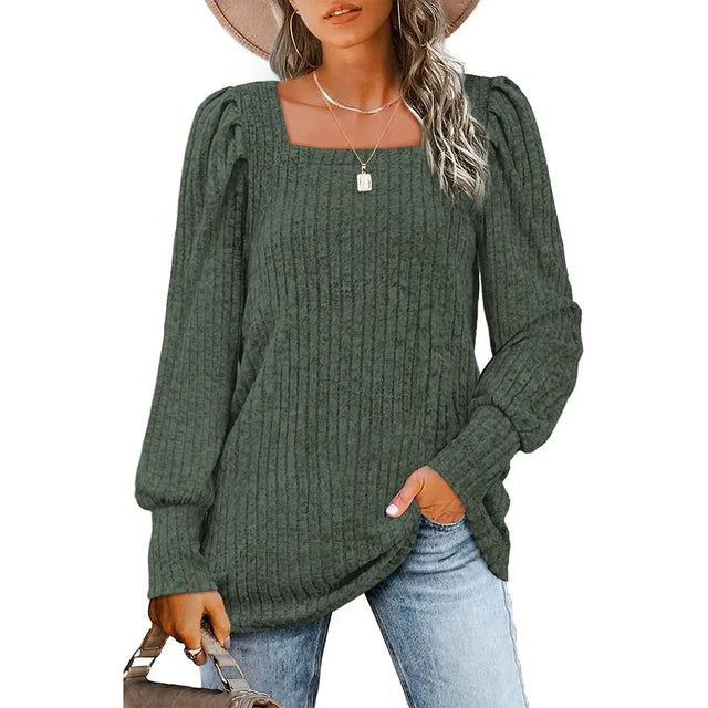 Casual Sweater With Square Neck