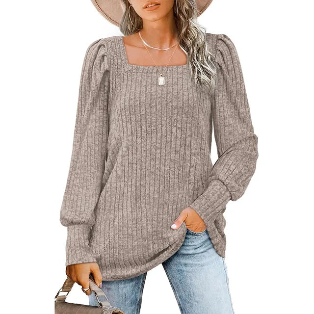 Casual Sweater With Square Neck