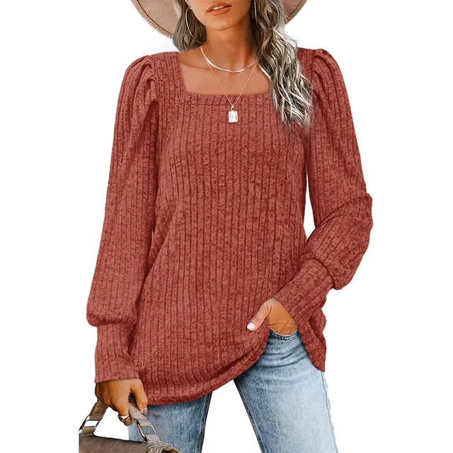 Casual Sweater With Square Neck