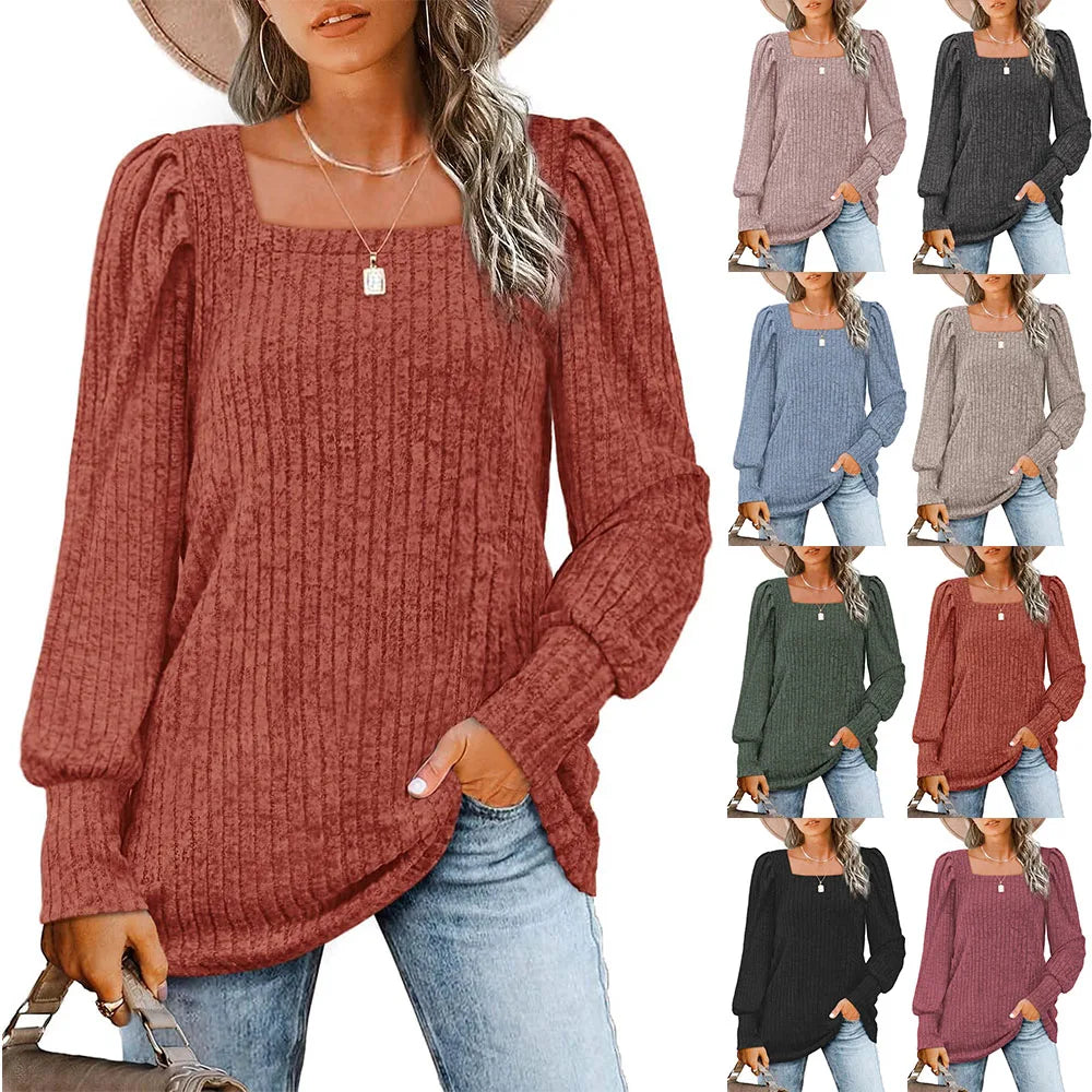 Casual Sweater With Square Neck