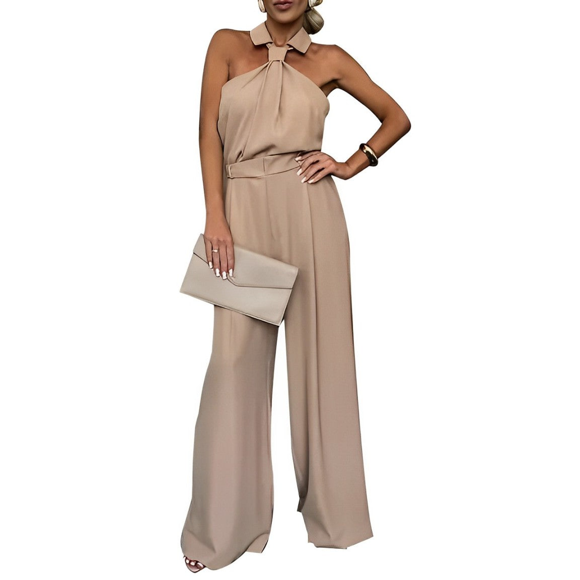 Elegant sleeveless jumpsuit with wide leg