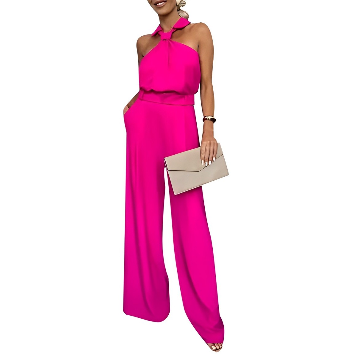 Elegant sleeveless jumpsuit with wide leg