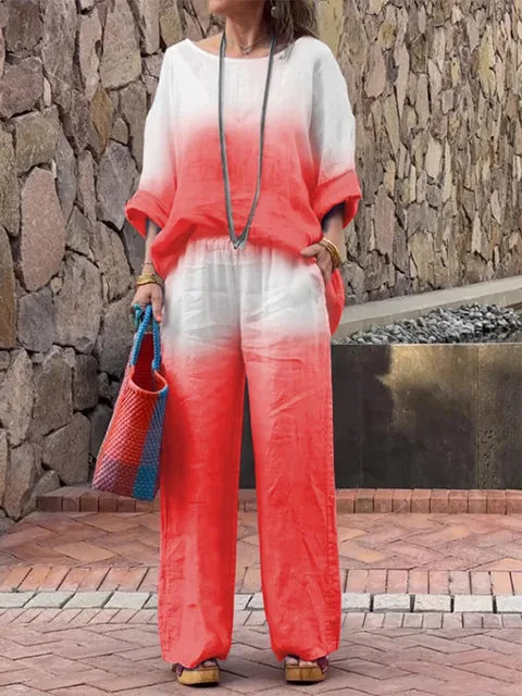 Colour gradient wide leg trousers set