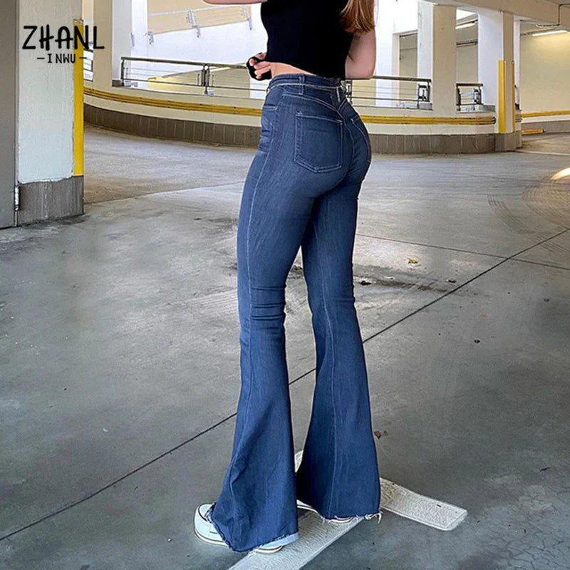 Ladies high-waist stretch vintage jeans