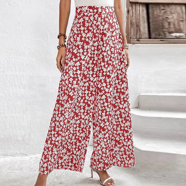 Loose trousers with floral print