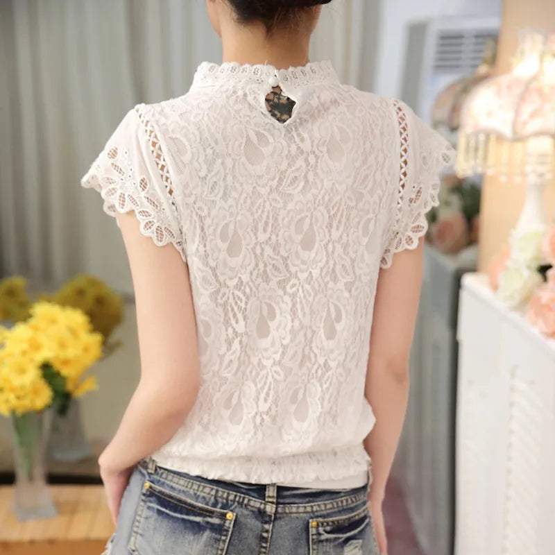 Chiffon blouse with floral lace