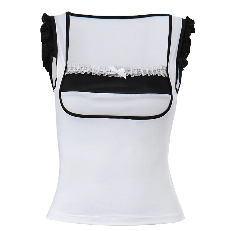 Women's Mesh and Ruffles Crop Top