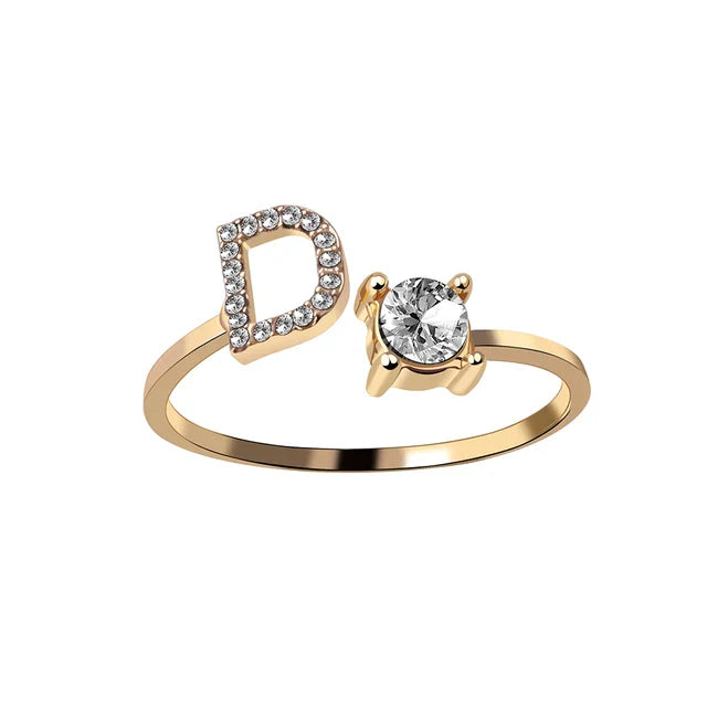 Personalised initial ring with solitaire diamond