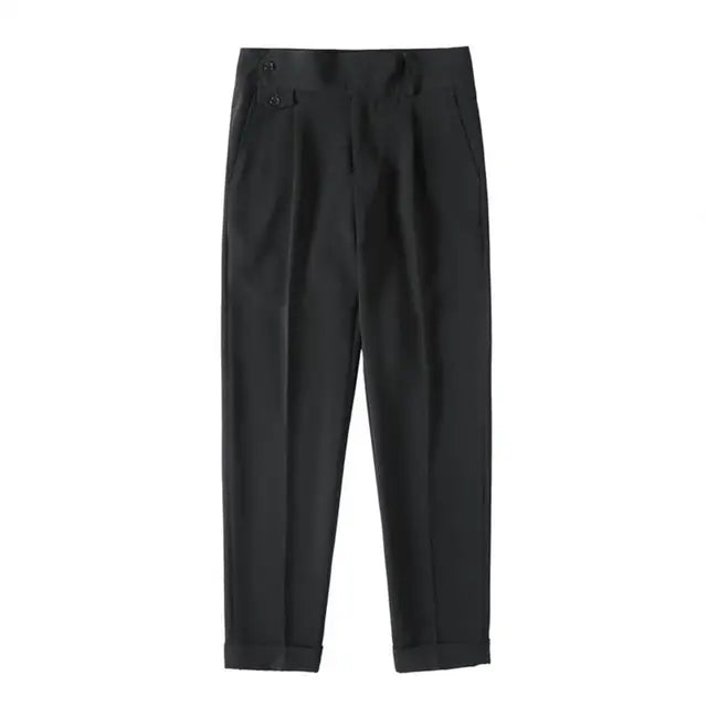 Classic pleated trousers with buckle belt