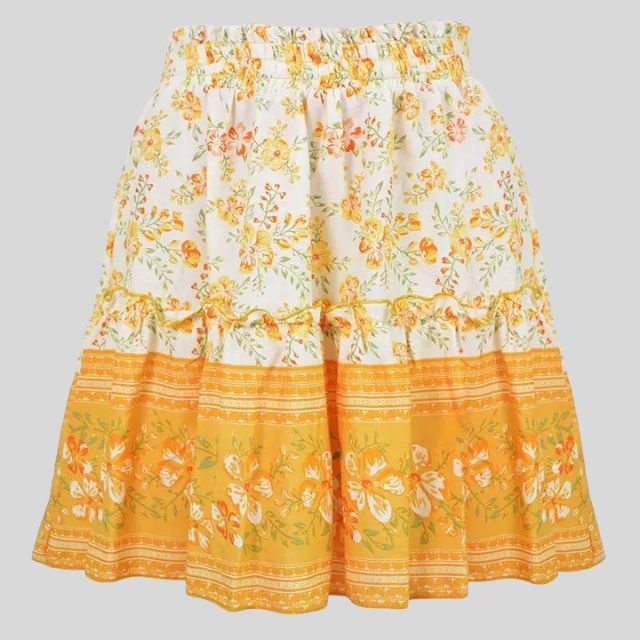 Bohemian floral skirt with ruffles