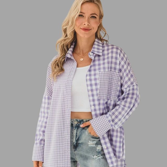 Casual checked shirt with batwing sleeves