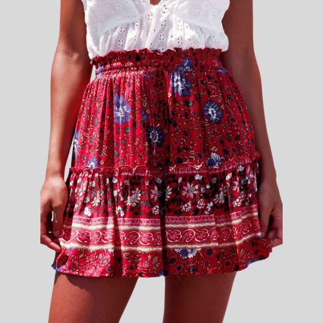 Bohemian floral skirt with ruffles