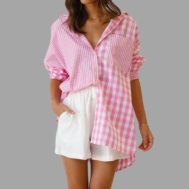 Casual checked shirt with batwing sleeves