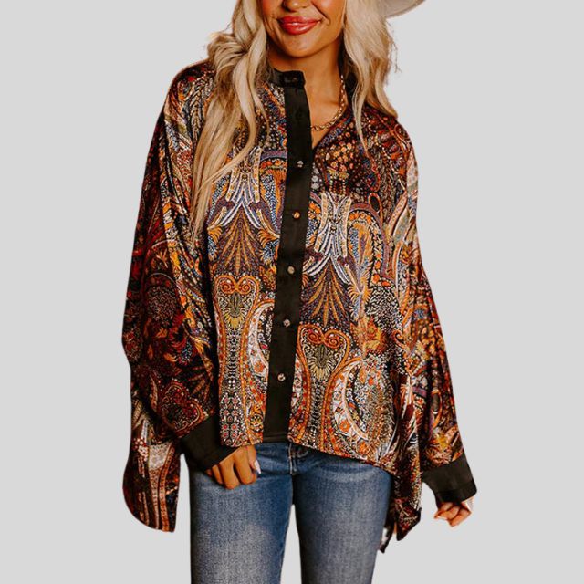 Button-up shirt with statement sleeves