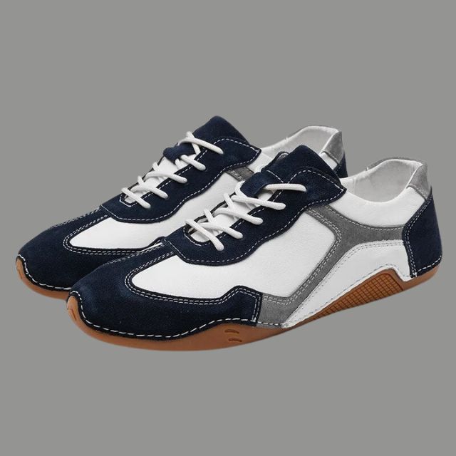 Breathable Genuine Leather Sneakers With Golf Sole Design