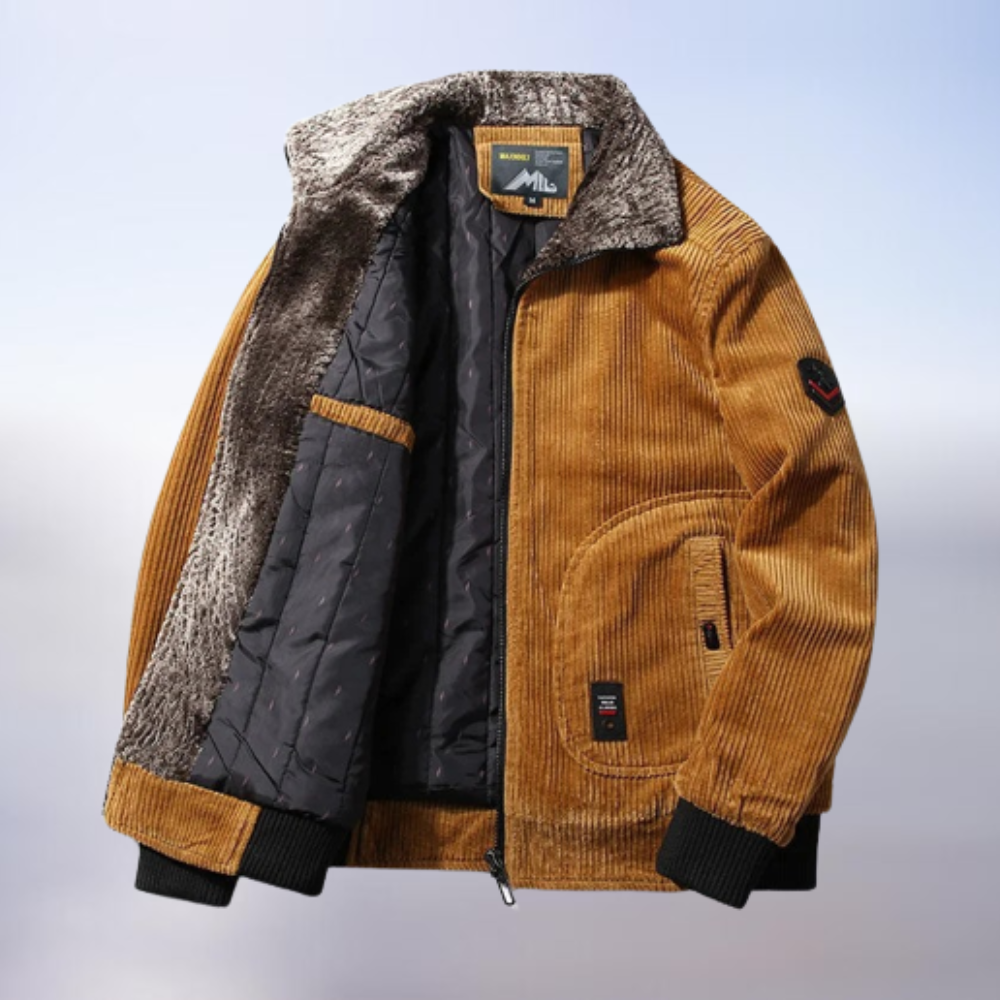 Jaxen - Super warm winter jacket in velvet with fur