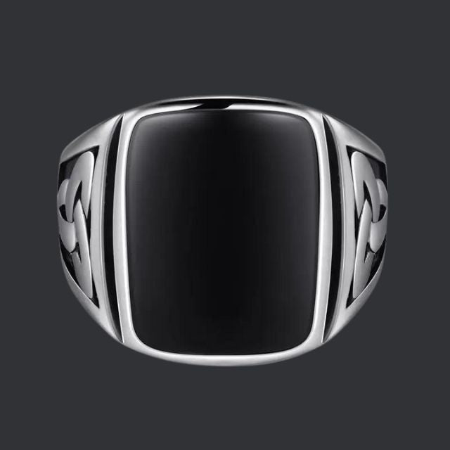 Theo - Signet ring made of titanium steel with Odin symbol