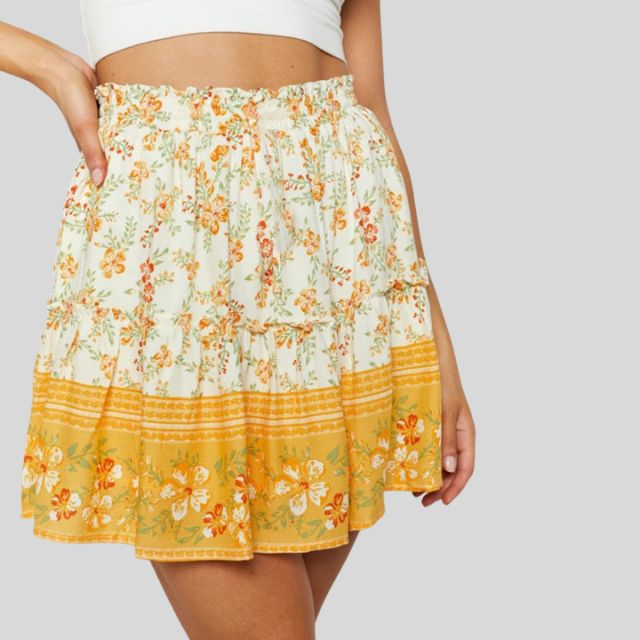 Bohemian floral skirt with ruffles