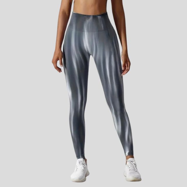 Performance leggings With High Waist and Seamless Wave Pattern