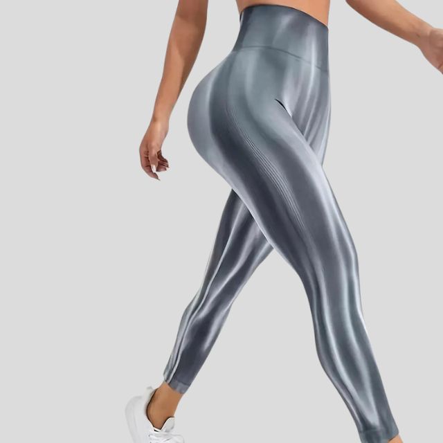 Performance leggings With High Waist and Seamless Wave Pattern