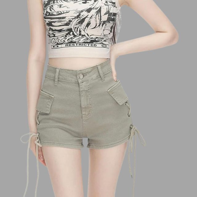 High-waist shorts with lace-up detail