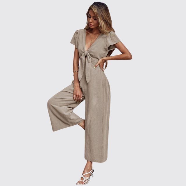 Casual jumpsuit with tie front