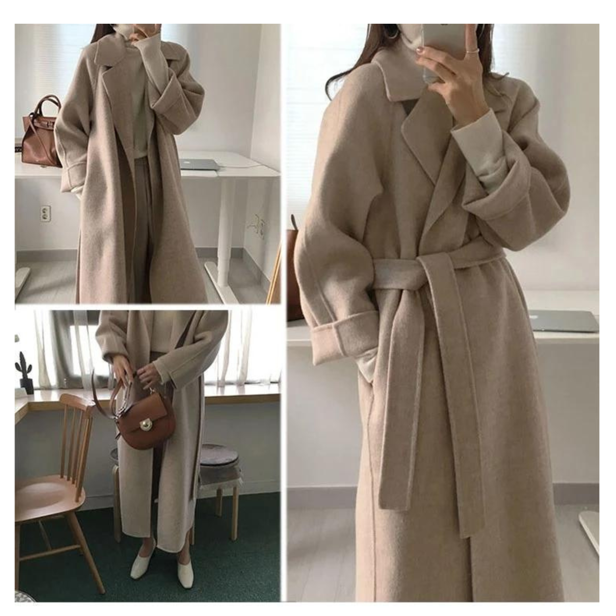 Classic warm long winter coat for women