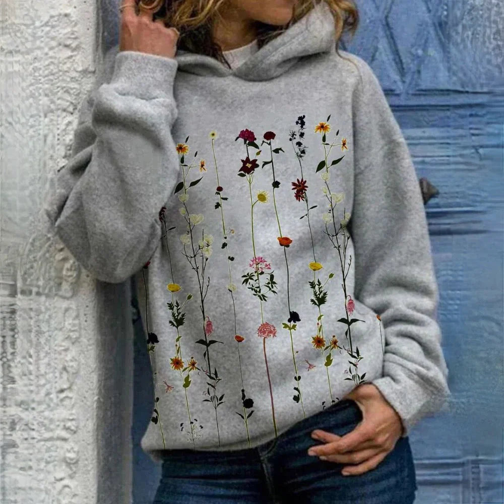 Lala™ - Hoodie with Delicate Handcrafted Floral Print