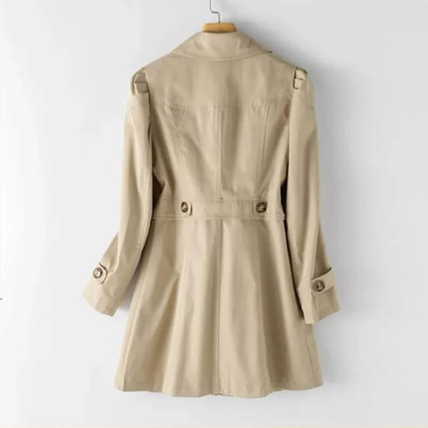 Single-breasted long spring trench coat for women