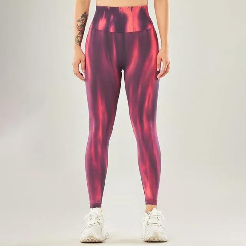 Performance leggings With High Waist and Seamless Wave Pattern