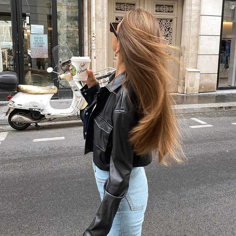 Leather Jacket With Crop Top