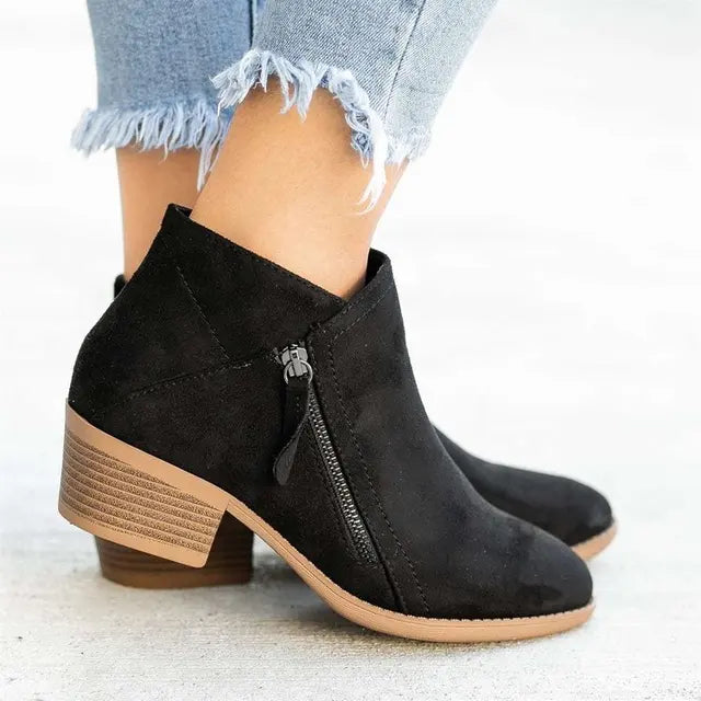 Suede ankle boots with heel