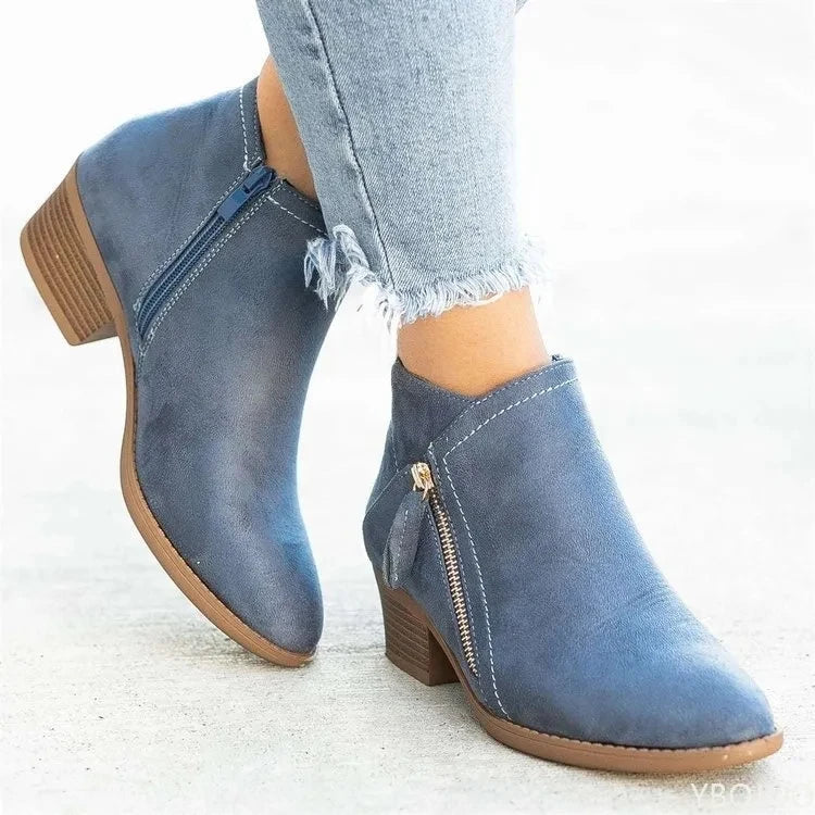 Suede ankle boots with heel