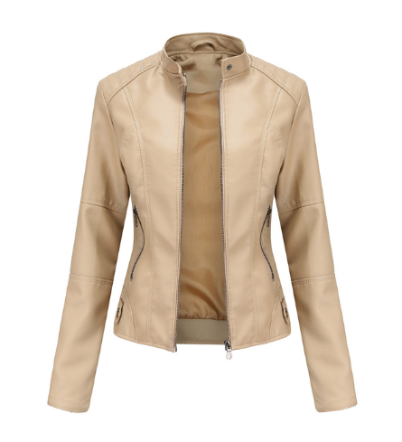 Chic Women's Mao Collar Leather Jacket