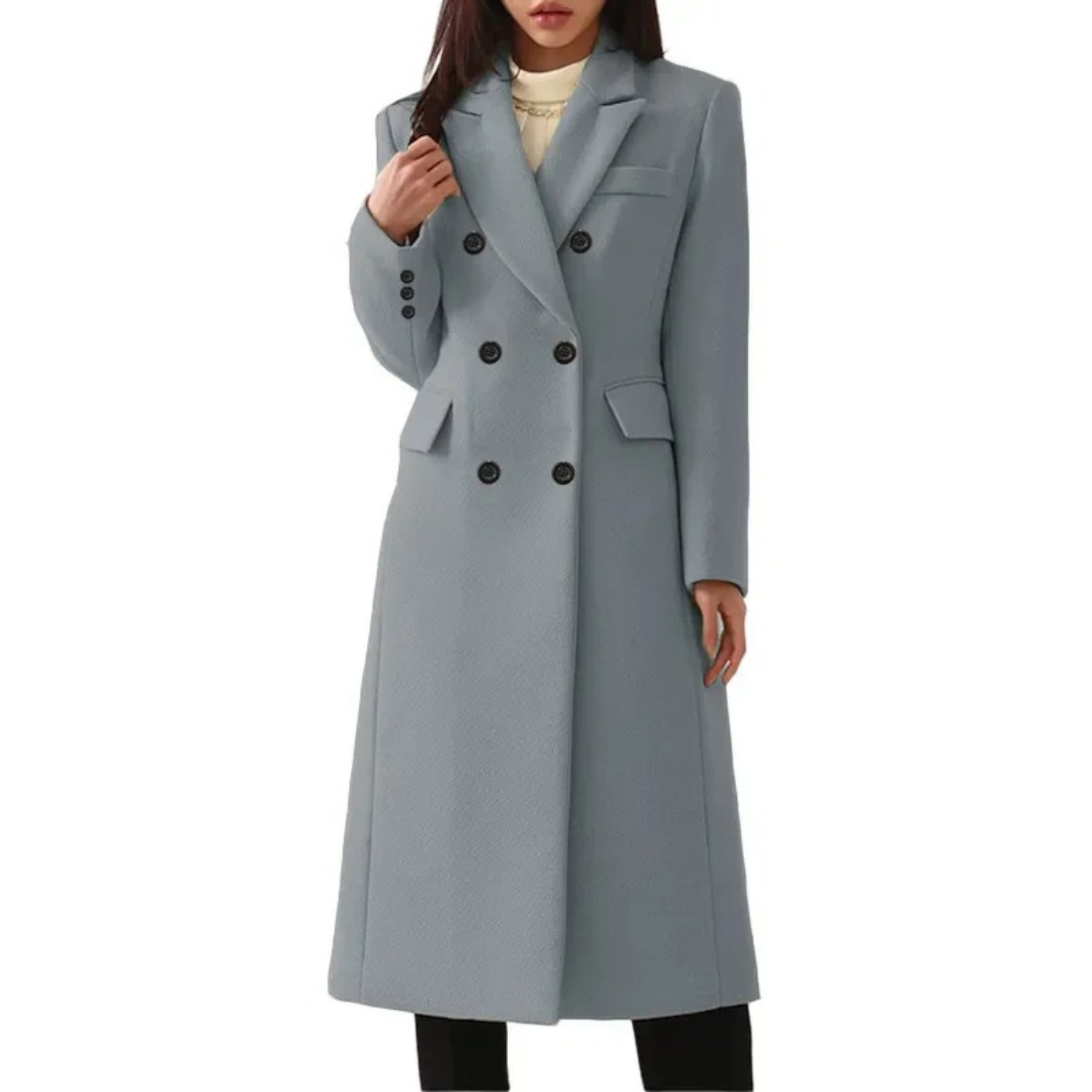 Elegant coat with double collar