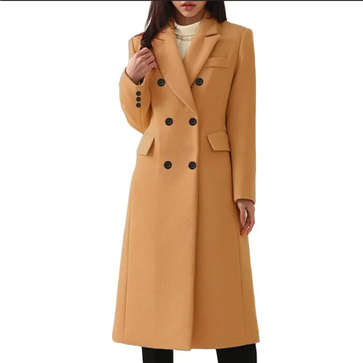 Elegant coat with double collar