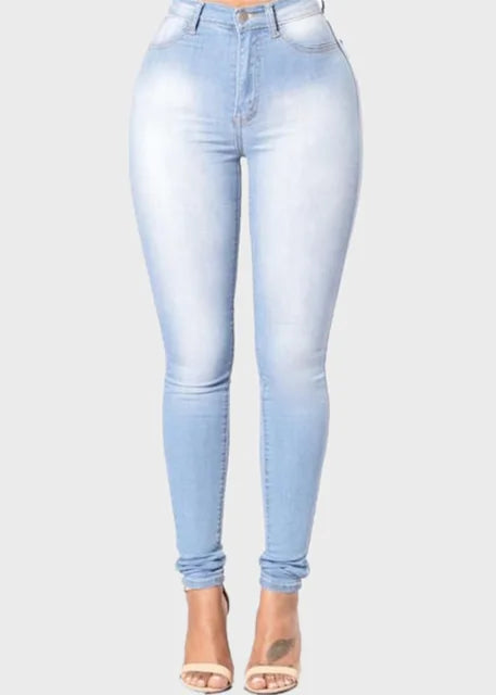 High-waisted skinny office jeans for women