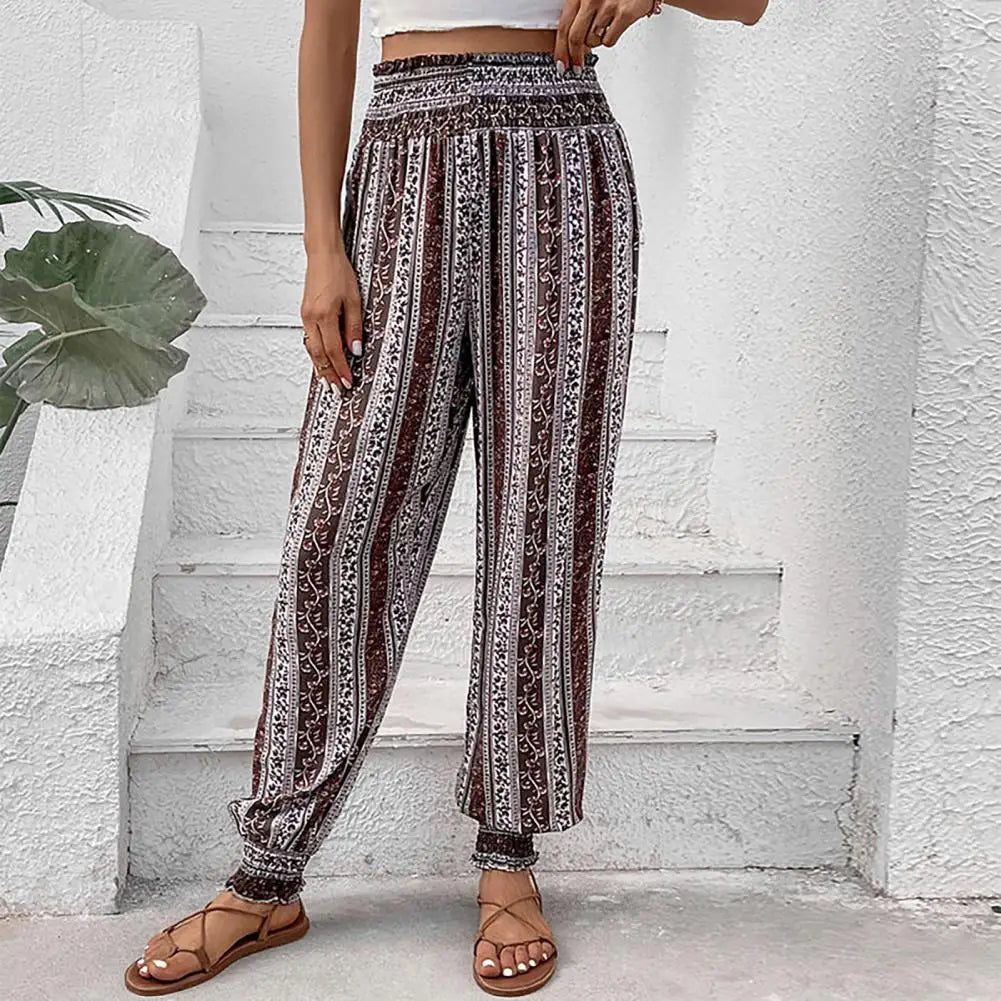 Harem trousers in ethnic boho style with print pattern