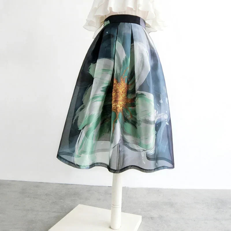 Organza skirt with floral print