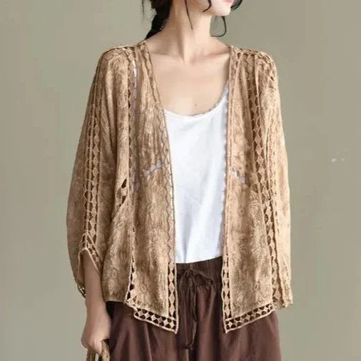 Short cotton cardigans with cut-outs