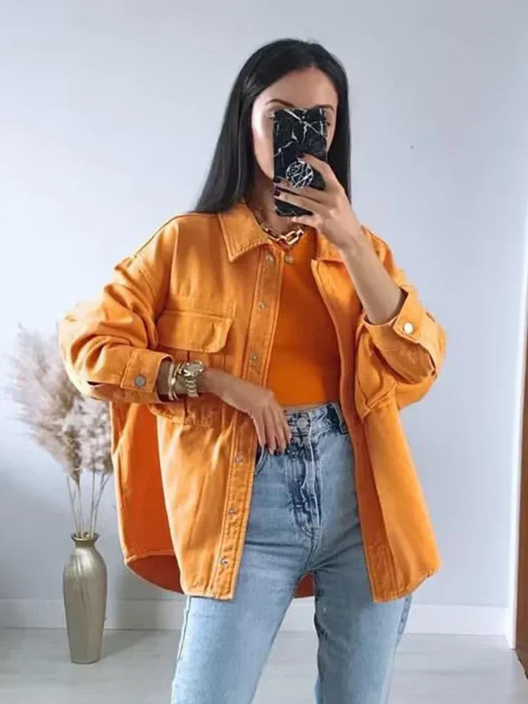 Mary - vintage orange streetwear summer coat