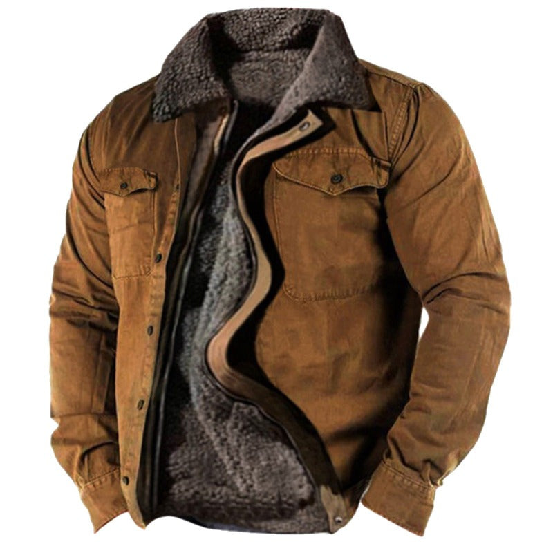 Warm winter jacket with fur lining for men