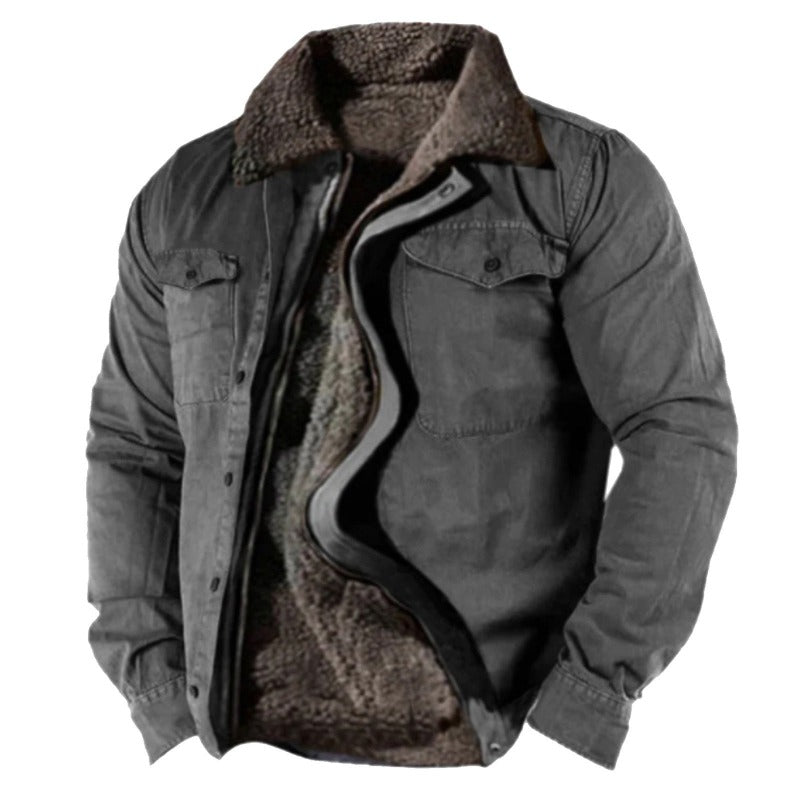 Warm winter jacket with fur lining for men