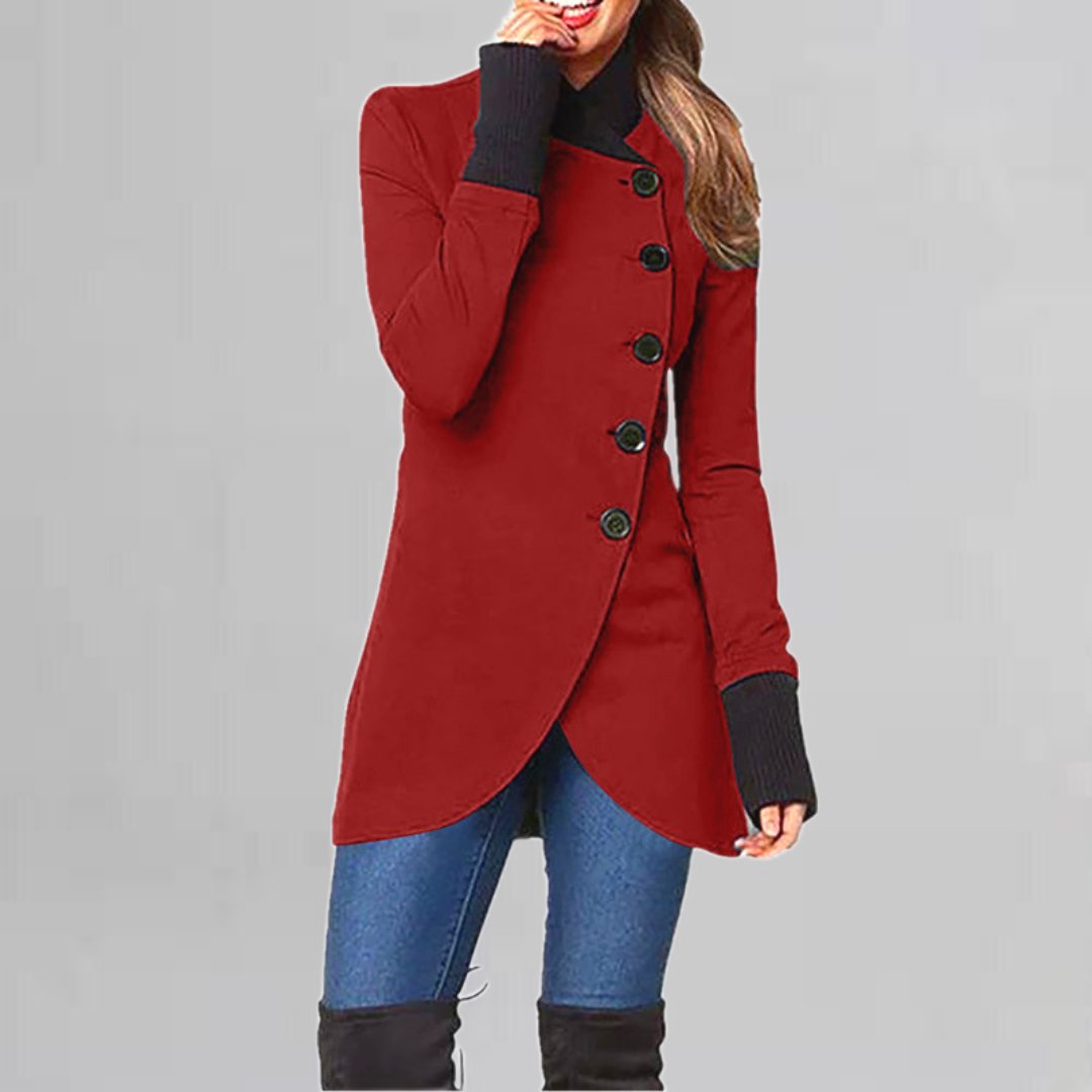 Asymmetrical Buttoned Coat