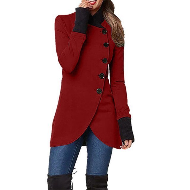 Asymmetrical Buttoned Coat